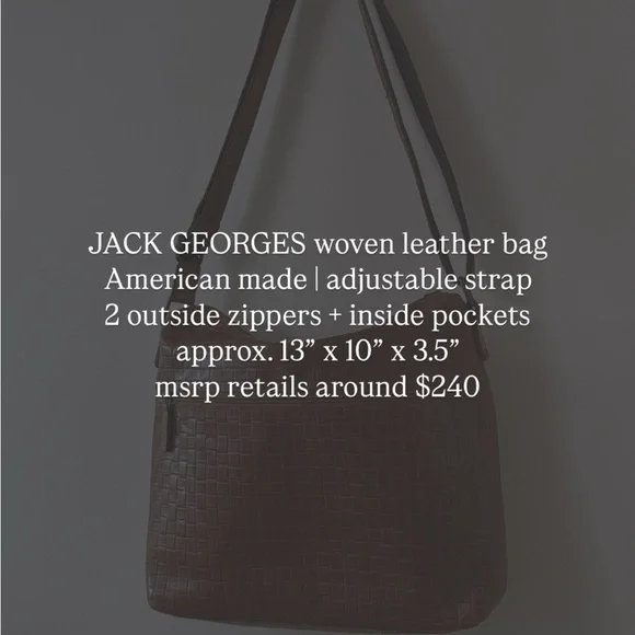 Jack Georges basketweave Leather Shoulder Bag - Picture 9 of 9